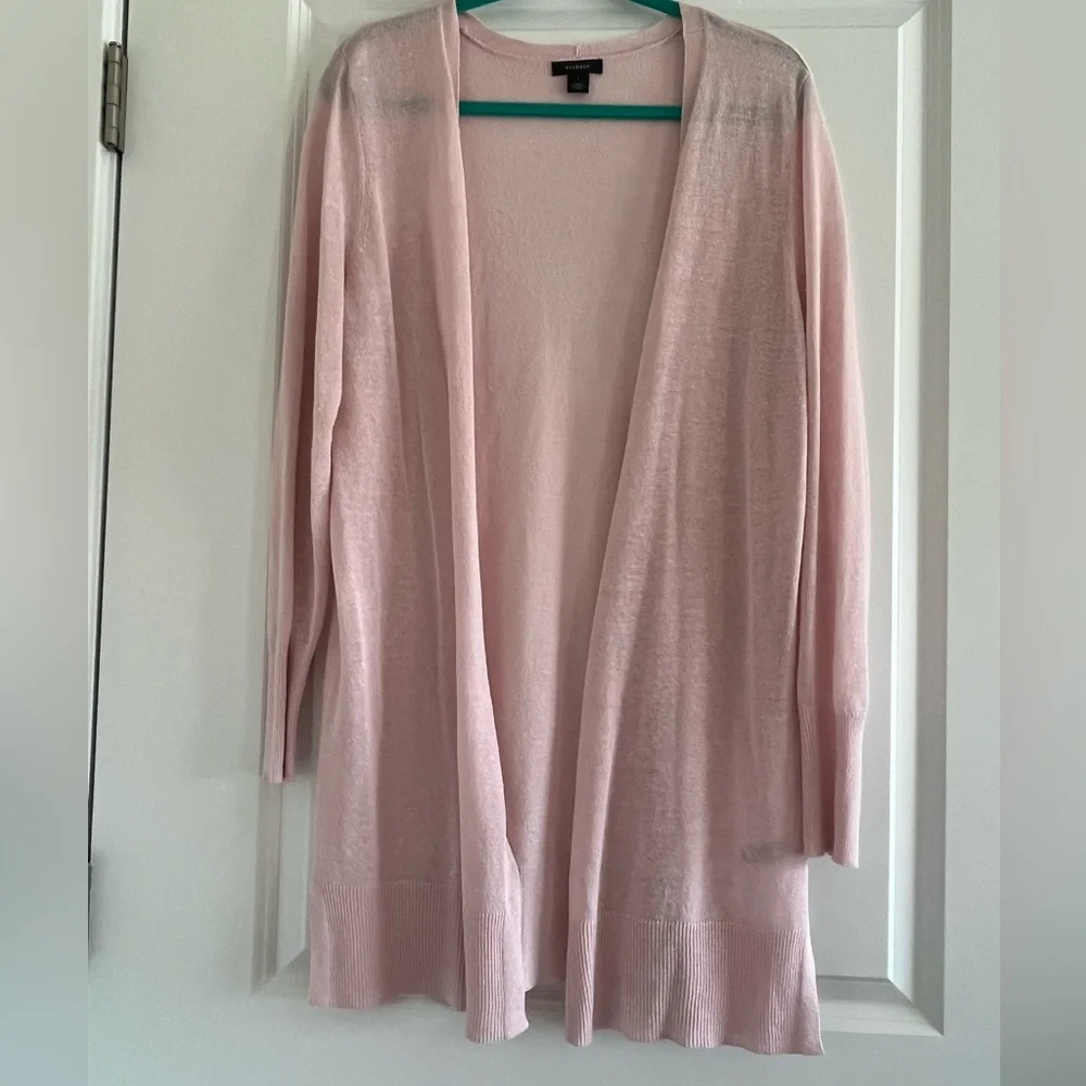 Halogen Linen Blend Open Long Cardigan Women’s Size Large - Picture 2 of 12